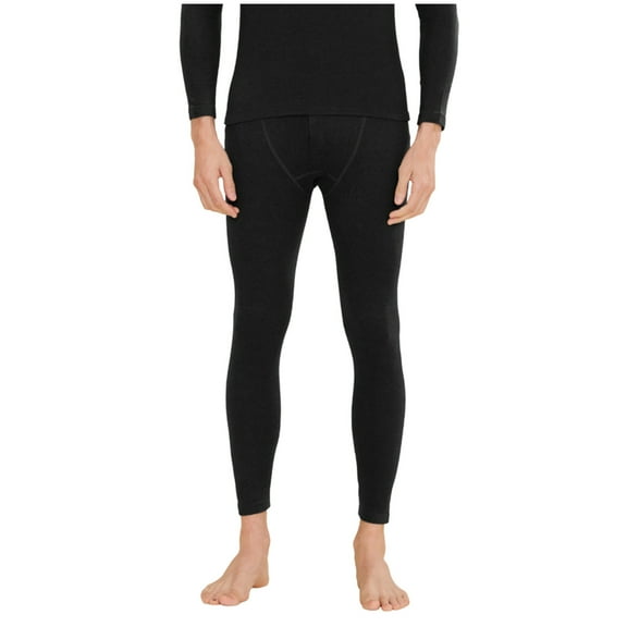 RYDCOT Merino Wool Base Layer Mens Bottom Pants 100% Merino Wool Heavyweight thermal Underwear Long Johns Black