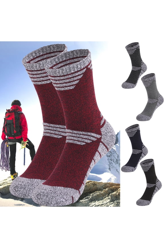 Merino Wool Ski Socks, Cold Weather Cotton Socks for Snowboarding, Snow, Winter, thermal 12 cm High Warm Socks, Hunting 1 Pair Gray
