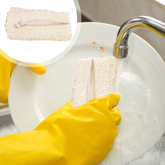 RYDCOT Natural Loofah Dish Sponge, Vegetable Scrubber for Kitchen, Biodegradable Compostable Dishwashing Scouring Pad Zero Waste Plastic Free Eco Friendly Sustainable