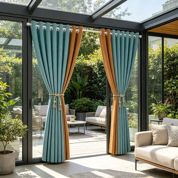 RYDCOT Outdoor Curtains for Patio, Waterproof Tab Top Block, Sunlight thermal Insulated Privacy Assured Thick Outside Curtains for Porch, Pergola, Pool, W51 x L71 (1 Panel)