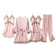 thumbnail image 1 of RYDCOT Pajama Sets for Women Satin 5pcs Lace Trim Cami Sleepwear with Robe Nightdress for Women Pajamas Loungewear for Women 5 Piece Set Sale, 1 of 8