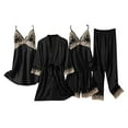 thumbnail image 1 of RYDCOT Pajama Sets for Women Satin 5pcs Lace Trim Cami Sleepwear with Robe Nightdress for Women Pajamas Loungewear for Women 5 Piece Set, 1 of 2