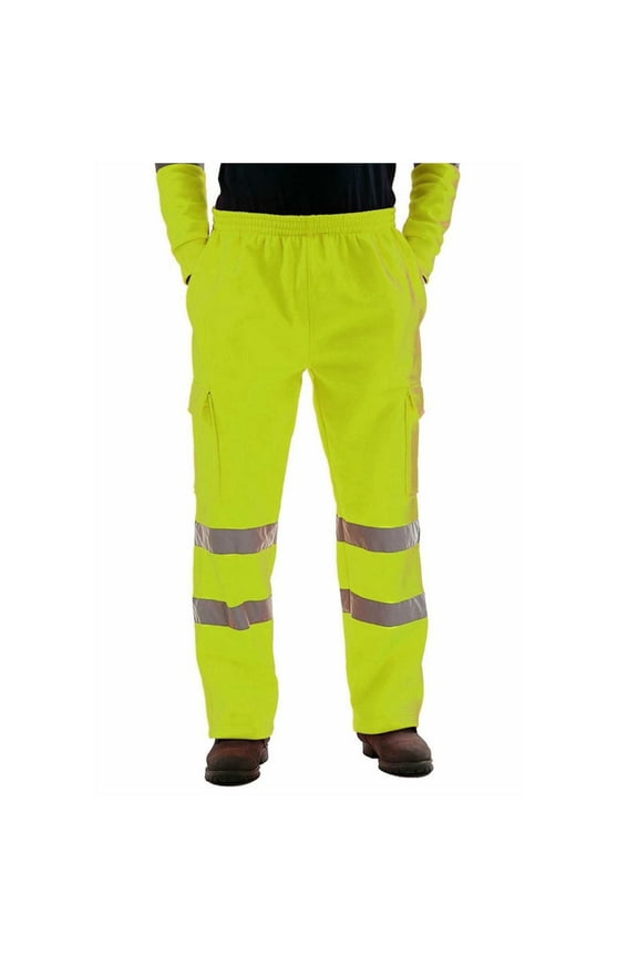 Pants for Men Waterproof Reflective Safety Rain Trousers Gears for ming Fishing Sports Cotton Works Pants with Pocket Green