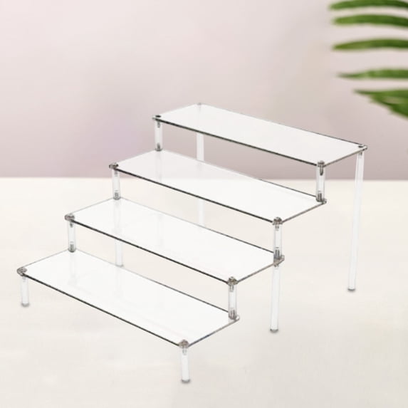 RYDCOT Perfume Organizer Stand, Mult Tier Display Riser Shelf Compatible, Clear Acrylic Risers Display Stand, Lotion Holder Cupcake Shelf Shot Acrylic (1Pcs)