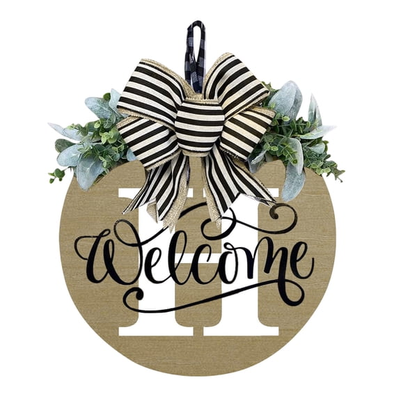 RYDCOT Personalized Welcome Sign with 26 Initial Letter Welcome Sign for Front Door Porch Farmhouse Decoration, Durable Wood Hanging Plaque for Year-Round Curb Appeal