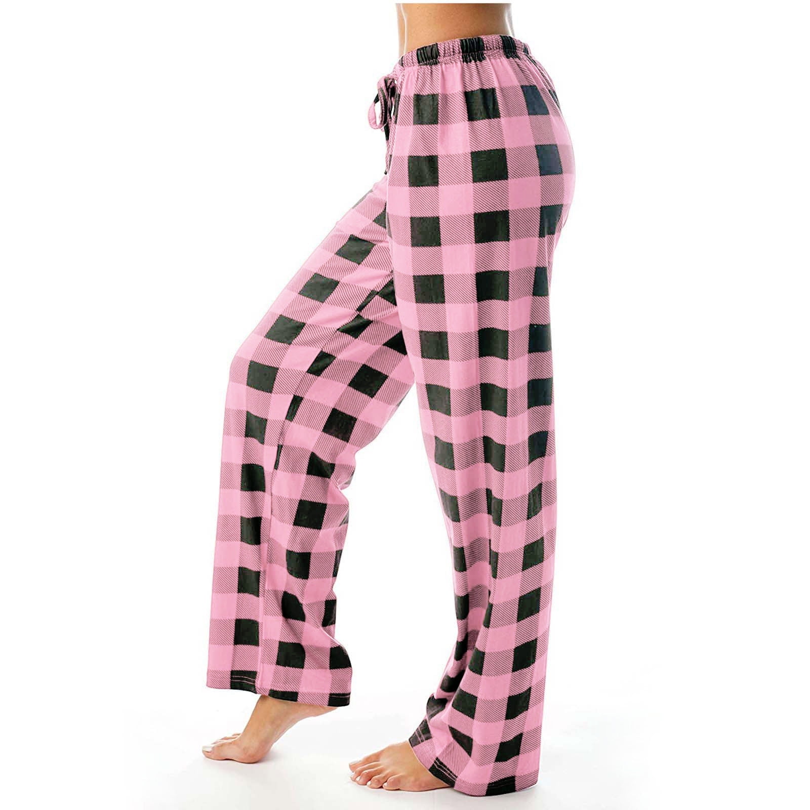 RYDCOT Plaid Pajama Pants Women High Waisted Lounge Pants Loose Fit Trousers Elastic Waist