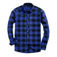 thumbnail image 1 of RYDCOT Plaid Shirts for Men Fashion Button Lapel Long Sleeve Loose Blouse Trendy Casual Loose Shirts Blue 8(L), 1 of 3