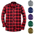 thumbnail image 1 of RYDCOT Plaid Shirts for Men Fashion Button Lapel Long Sleeve Loose Blouse Trendy Casual Loose Shirts White 10(XL), 1 of 4