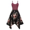 thumbnail image 1 of RYDCOT Plus Size Fashion Womens Floral Print Asymmetric Camis Handkerchief Dress Red XXXL, 1 of 5