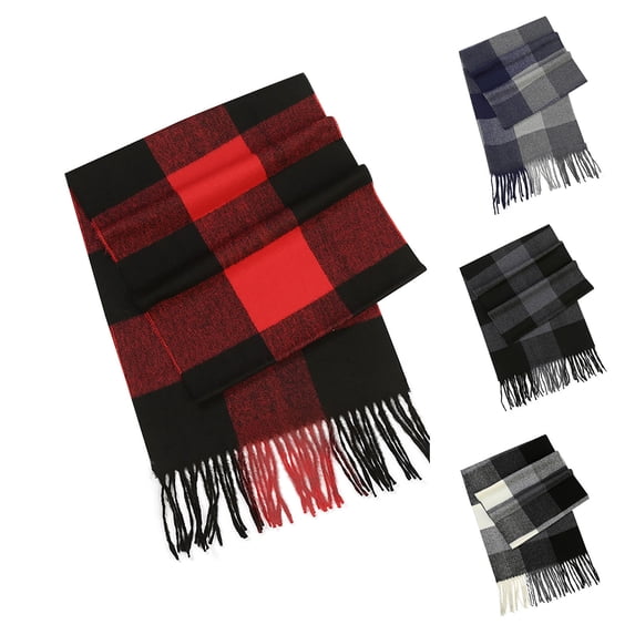RYDCOT Premium Soft-Touch Plaid Tassel Scarf for Men, Elegant Winter Wrap Long Classic Scarves
