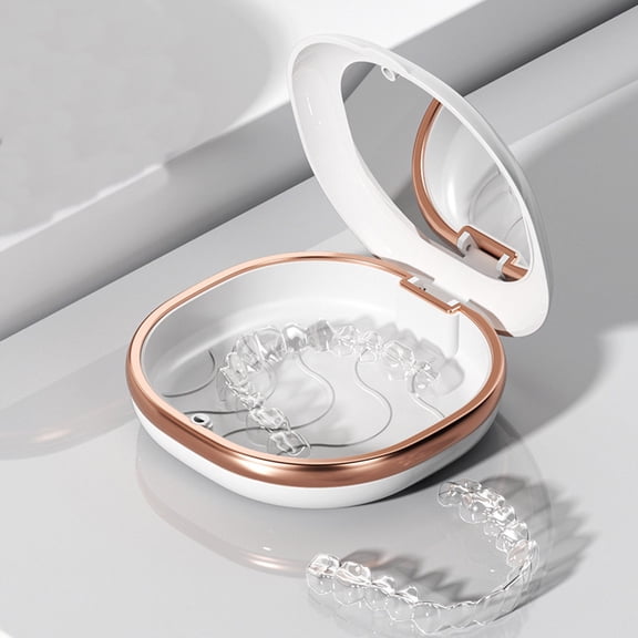 RYDCOT Retainer Case with Mirror, Slim Magnetic Closure Partial Denture Dental Aligner Case Retainer Storage Liner Orthodontic Box