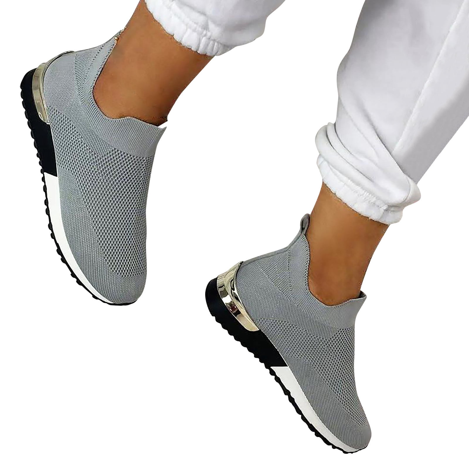 Sandals Stretch Cloth Large Size Women's Summer Comfortable Casual Sports Shoes Gray 38