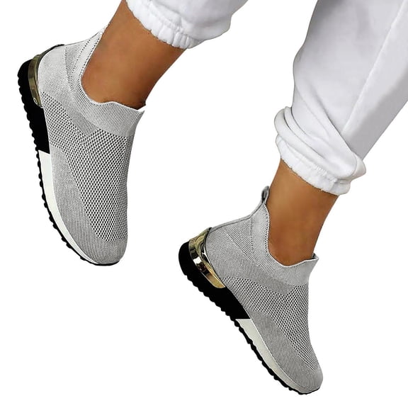 RYDCOT Sandals Stretch Cloth Large Size Women's Summer Comfortable Casual Sports Shoes Gray 40