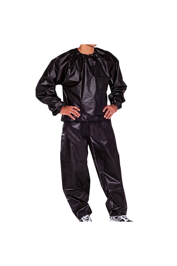 Sauna Sweat Suit for Women/Men Exercise Weight Loss Gym Fitness Workout Outfit 2 Piece Sets Black