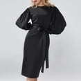 thumbnail image 1 of RYDCOT Semi formal Fall Wedding Guest Dress Long Lantern Sleeve Round-Neck Ladies Dresses Tie Waist Elegant Dresses for Women Evening Party Sale, 1 of 4