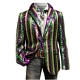 thumbnail image 1 of RYDCOT Sequin Blazer Sparkle Suit Disco Prom Dress Jacket Party Color Block Strip Shiny Tuxedo Banquet Celebration Fashion Sport Coat for Mens Adult Purple, 1 of 5