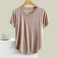 thumbnail image 1 of RYDCOT Short Sleeve Pajama Tops for Women Casual Solid Color Round-Neck T Shirt Summer Blouses Basic Tops for Woman Sale Brown, 1 of 3