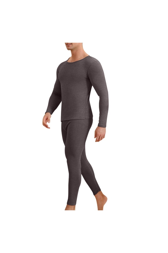 Silk Long thermal Underwear Set Men's Mulberry Silk Long Johns Top and Bottom thermal Underwear Set/Base Layer Gray