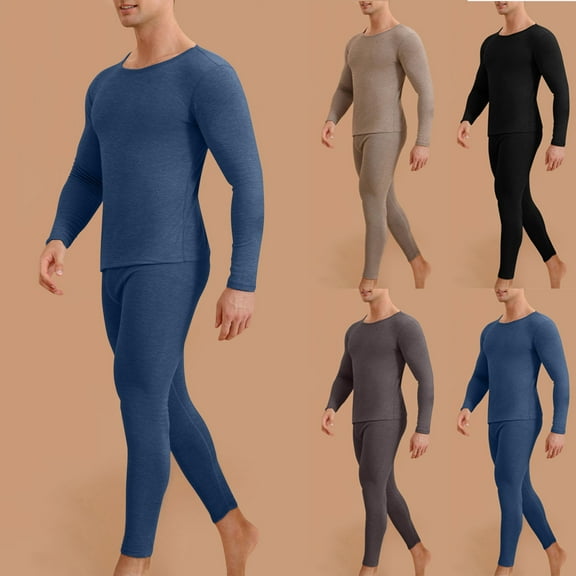 RYDCOT Silk Long thermal Underwear Set Men's Mulberry Silk Long Johns Top and Bottom thermal Underwear Set/Base Layer Navy