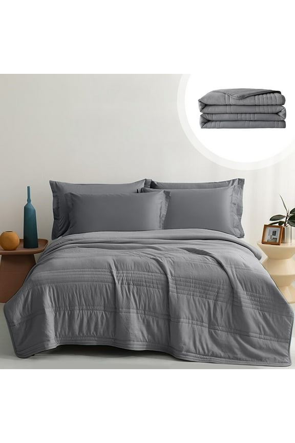 Soft Microfiber Summer Bedspread Quilt, Stain and Pet Hair Resistant Bedding, Machine Washable Quilt (1Pcs)
