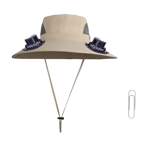RYDCOT Solar Fan Hat, Wide Brim Sun Cap with 2 Solar Sun Protection Fans, USB and Solar Powered Fan Hat, 3 Speed Adjustable Fan Hat