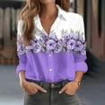 thumbnail image 1 of RYDCOT Spring Fall Tops for Women Trendy Casual Long Sleeve Button Down Floral Shirts Turndown Collar Blouse Loose Fit Ladies Tops and Blouses Sale or Clearance, 1 of 5