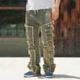 thumbnail image 1 of RYDCOT Stacked Jeans Men Risen Skinny Ripped Jeans Slim Fit Denim Pants Y2K Goth Harajuku Emo Jeans Trouser Coffee, 1 of 8