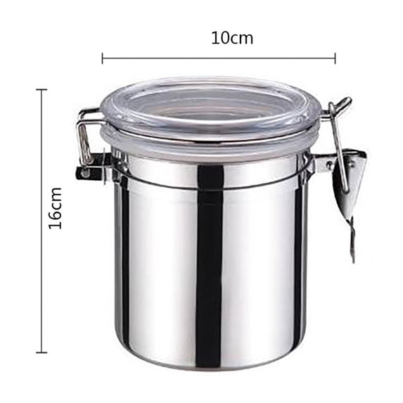 RYDCOT Stainless Steel Airtight Canister for Kitchen, Large Flour Coffee Bean Tea Cereal Sugar Cookie Metal Food Storage Canisters with Clear Lid and Sturdy Locking Clamp (1 Pcs)