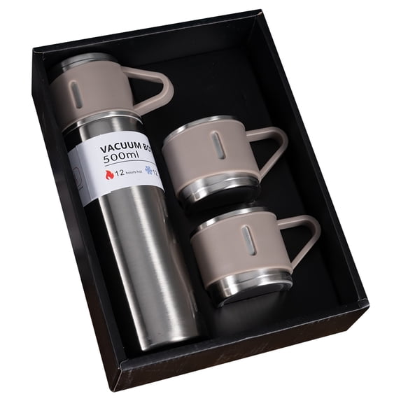 RYDCOT Stainless Steel thermo Cup Set, Vacuum Insulated Bottle with 2 Pcs Cup for Coffee Hot Drink and Cold Drink Water Flask (1 Set)
