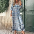 thumbnail image 1 of RYDCOT Summer Boho Maxi Dresses for Women 2024 Loose Fit Casual V Neck Half Puff Sleeve Floral Geometric Ruffle Flowy Long Dresses Sale Blue, 1 of 8