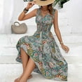 thumbnail image 1 of RYDCOT Summer Boho Maxi Dresses for Women 2024 Sleeveless V-Neck Wedding Guest Dress Beach Vacation Dresses for Women Tropical Clearance Green, 1 of 5