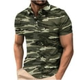 thumbnail image 1 of RYDCOT Summer Casual Collared Shirts for Men Men's Short Sleeved Camouflage Shirts Button Up Lapel Polo T-Shirt Top Loose Fit Sale or Clearance, 1 of 5