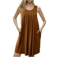thumbnail image 1 of RYDCOT Summer Dresses for Women 2025 Beach Vacation,Women Nightgown with Pockets Sleep Shirts Sleeveless Pleated Front Nightshirt Nightdress Today, 1 of 8
