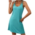 thumbnail image 1 of RYDCOT Summer Dresses for Women 2025 Casual Sleeveless Sleepwear Sleep Dress Lounge Ribbed Knit Tank Dress Spaghetti Strap Nightshirt Nightgowns Today&nbsp;Deals Green, 1 of 7