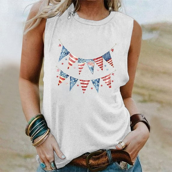 RYDCOT Summer Tank Tops for Women 2025 4th of July Patriotic Tank Tops Usa Flag American Independence Day Shirts Graphic Tees Tunic Tops Sales Multicolor