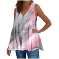 thumbnail image 1 of RYDCOT Summer Tops for Women 2025 Vacation Trendy V Neck Sleeveless Mini Babydoll Tops Casual Loose Pleated Flowy Beach Tank Tops Tunic Tops Flash&nbsp;Deals Pink, 1 of 5