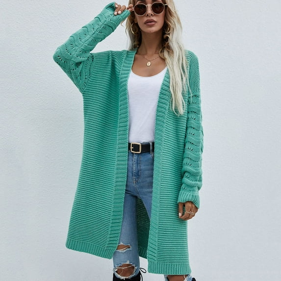 RYDCOT Sweaters for Women Trendy Open Front Women's Casual Fashion Long Color Women's Knitted Cardigan Sale Green
