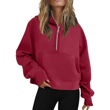 RYDCOT Sweatshirts for Women Loose Fit Plus Size Sweatshirts for Women Half Zip Cropped Hoodies Pullover Sweatshirts Spring Fall Outfits Tops or Clearance