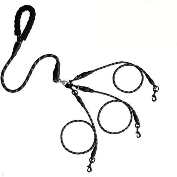 RYDCOT No Tangle 3 Leash - Main Lead Rope with Padded Handle, Three Detachable Leash Splitters, Heavy-Duty Clip, for Walking, Running, Small, Medium, Large s
