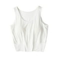 thumbnail image 1 of RYDCOT Tank Top with Built in Bra for Women 2025 Summer Scoop Neck Camisole Sleeveless Basic Top Double Lined Slim Fit T Shirt Cropped Tee White, 1 of 5
