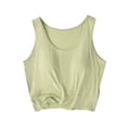 thumbnail image 1 of RYDCOT Tank Top with Built in Bra for Women 2025 Summer Scoop Neck Camisole Sleeveless Basic Top Double Lined Slim Fit T Shirt Cropped Tee Sales Green, 1 of 5