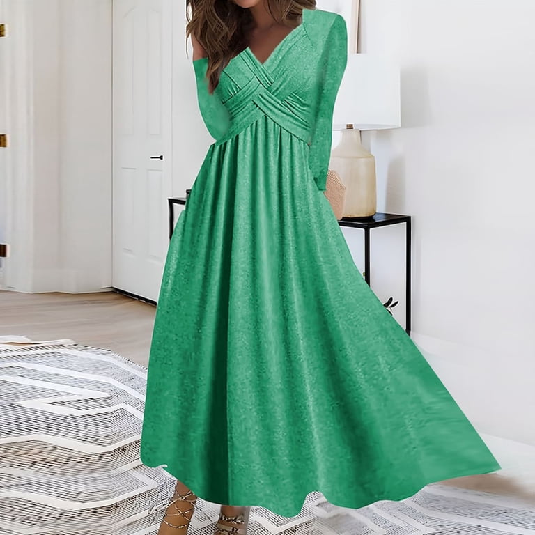 RYDCOT Tea Party Dresses for Women 2023 Women's Fall Winter Sasual Loose Solid Color Long Sleeve V-Neck Long Dress Sale or Clearance Green - Walmart.com RYDCOT Tea Party Dresses for Women 2023 Women's Fall Winter Sasual Loose Solid Color Long Sleeve V-Neck Long Dress Sale or Clearance Green - Walmart.com