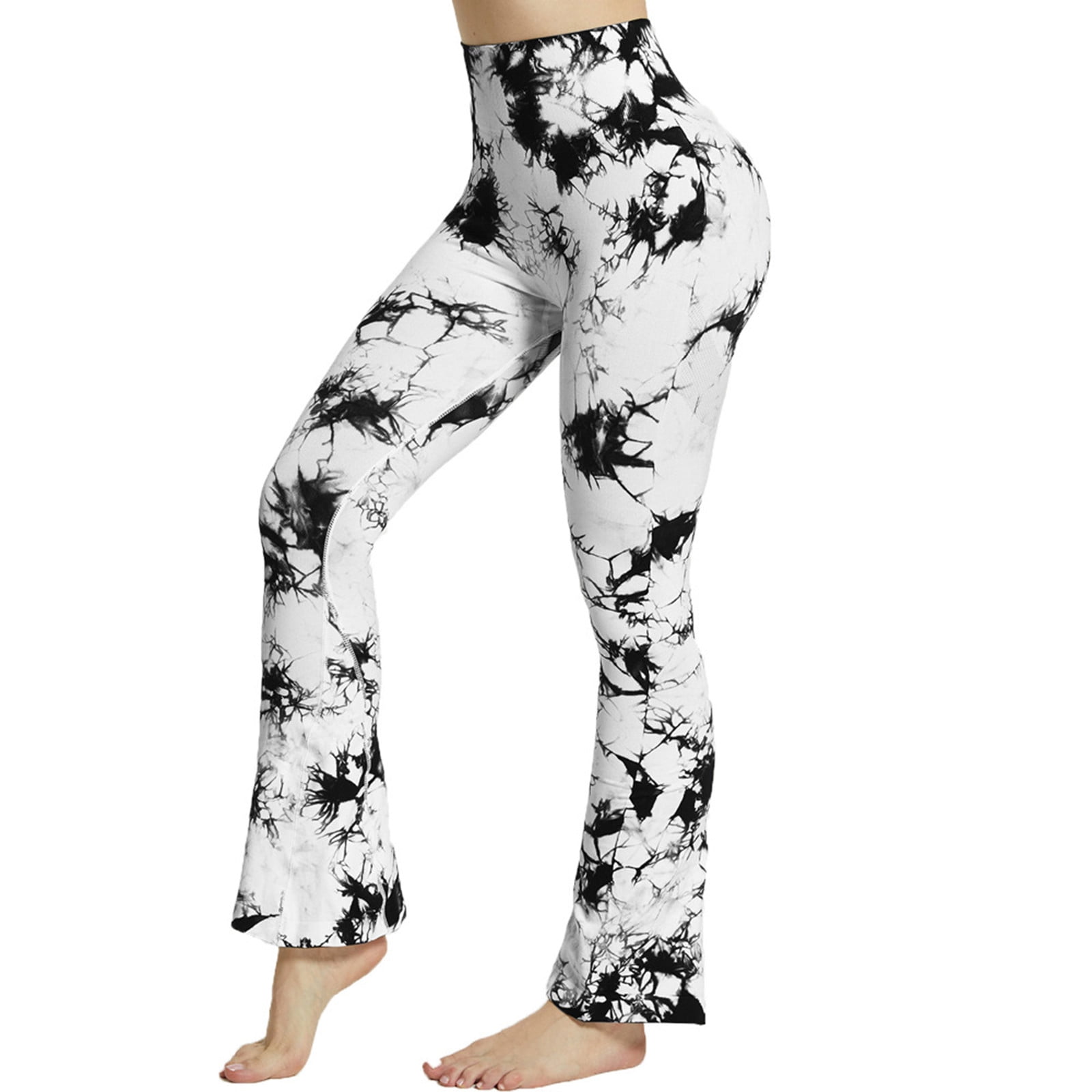 RYDCOT Tie Dye Flare Leggings for Women Scrunch Butt Lifting Workout  Leggings Seamless High Waisted Bootcut Yoga Sports Pants Trousers Sale 