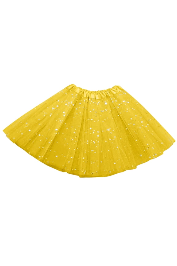 RYDCOT Tulle Tutu Ballet Skirt Women Multicolored Fashion Vintage Star Sequin Dance Party Costume Yellow