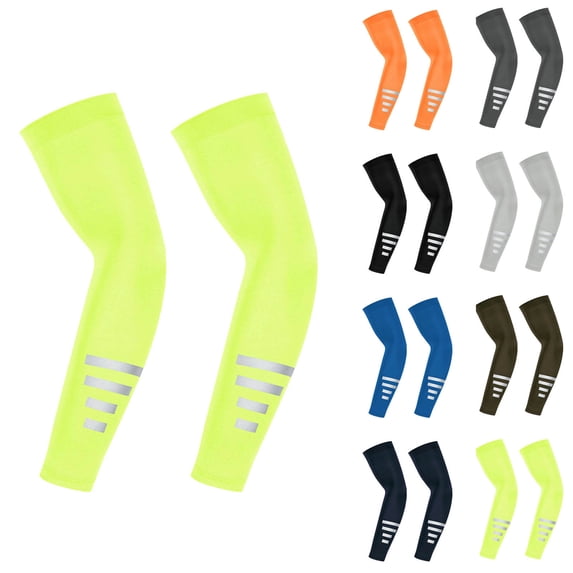 RYDCOT UV Sun Protection Arm Sleeves for Men Women Reflective Cooling Compression Sleeves Golf Outdoor Sports Yellow