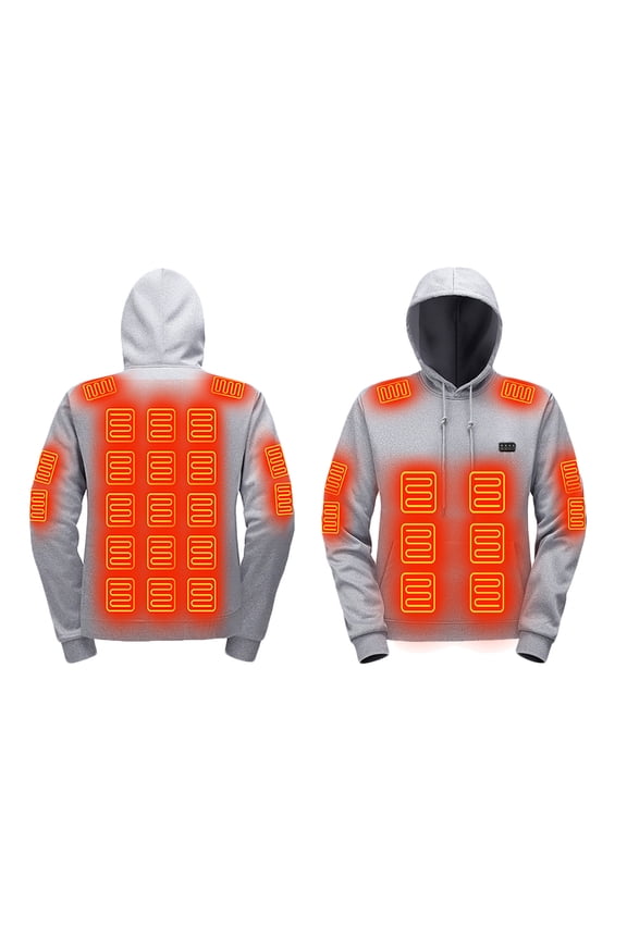 Unisex Heated Hoodie for Men Women Level 3 Control Heated Sweatshirt Warm USB Electric Outdoor Winter Fleece Hoodies Jacket with No Battery Gray