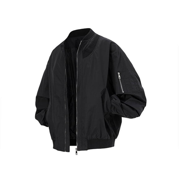 RYDCOT Varsity Jacket Men - Fleece Bomber Style Loose Fit High School Mens Baseball Jackets Black