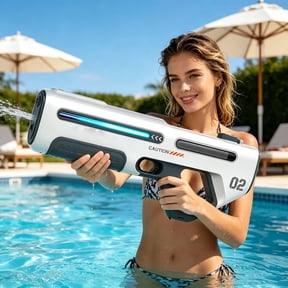 RYDCOT Water Gun for Adults Battery-Powered Toy with Tank LED Light Automatic Water Absorption, Suitable for Summer Outdoor Beach Play Pool Garden