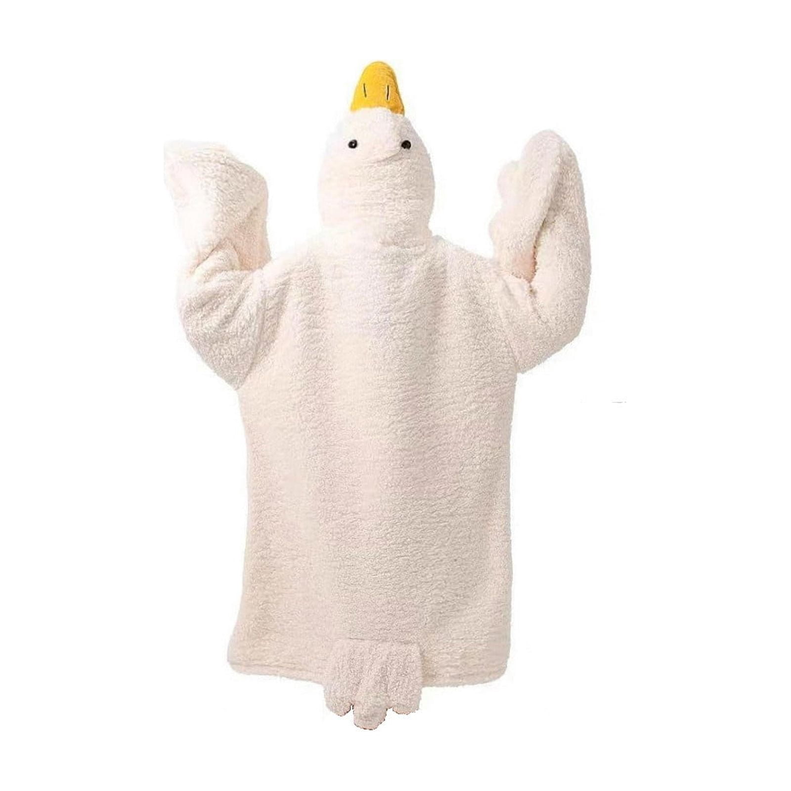 RYDCOT Wearable Goose Blanket Hoodie for Adults & Kids, Oversized Duck Onesie Pajamas, Soft Fleece Sleeping Bag Robe (L) White-A L(One Size)