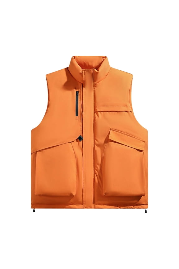 Weatherproof Vintage Mens Quilted Puffer Vest - Lightweight Padded Insulated Ski Vest Jackets for Men Orange